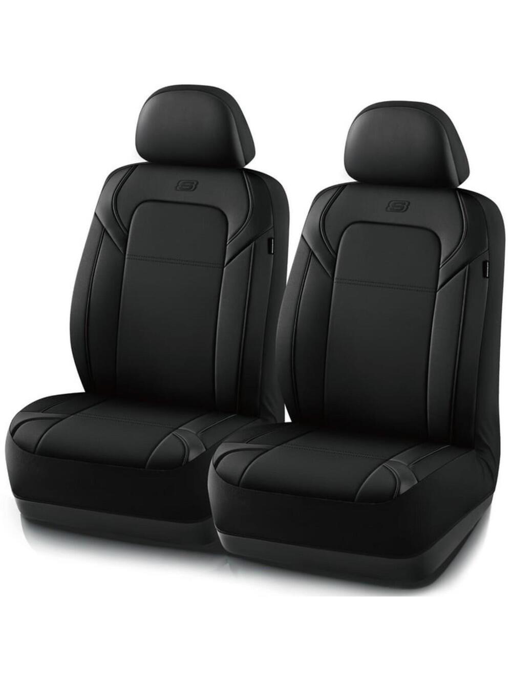Skechers Premium Leather Car Front Seat Cover Black Universal Fit Breathable